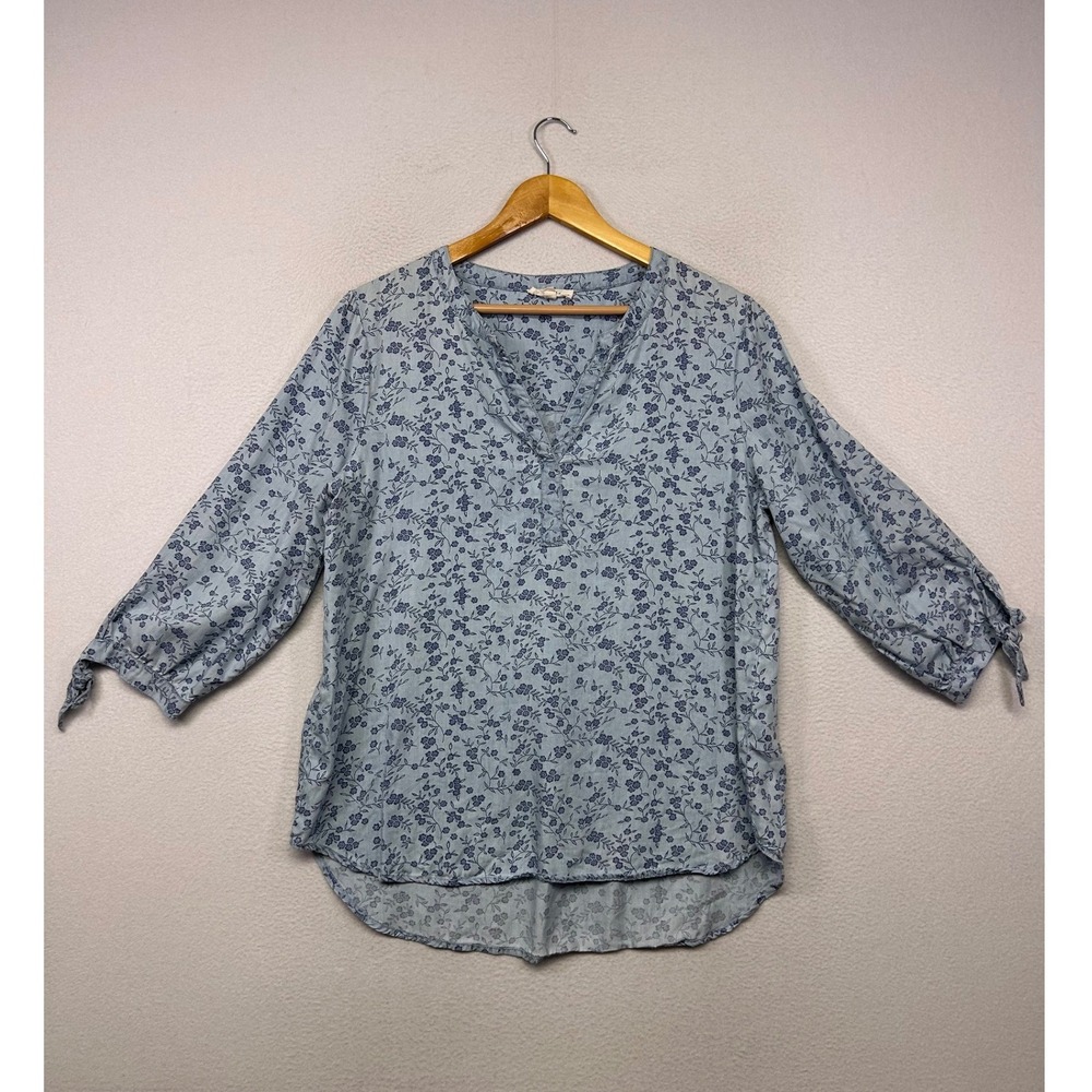 Cottagecore Coastal Relaxed Jane and Delancey Womens L Blue Floral  Blouse